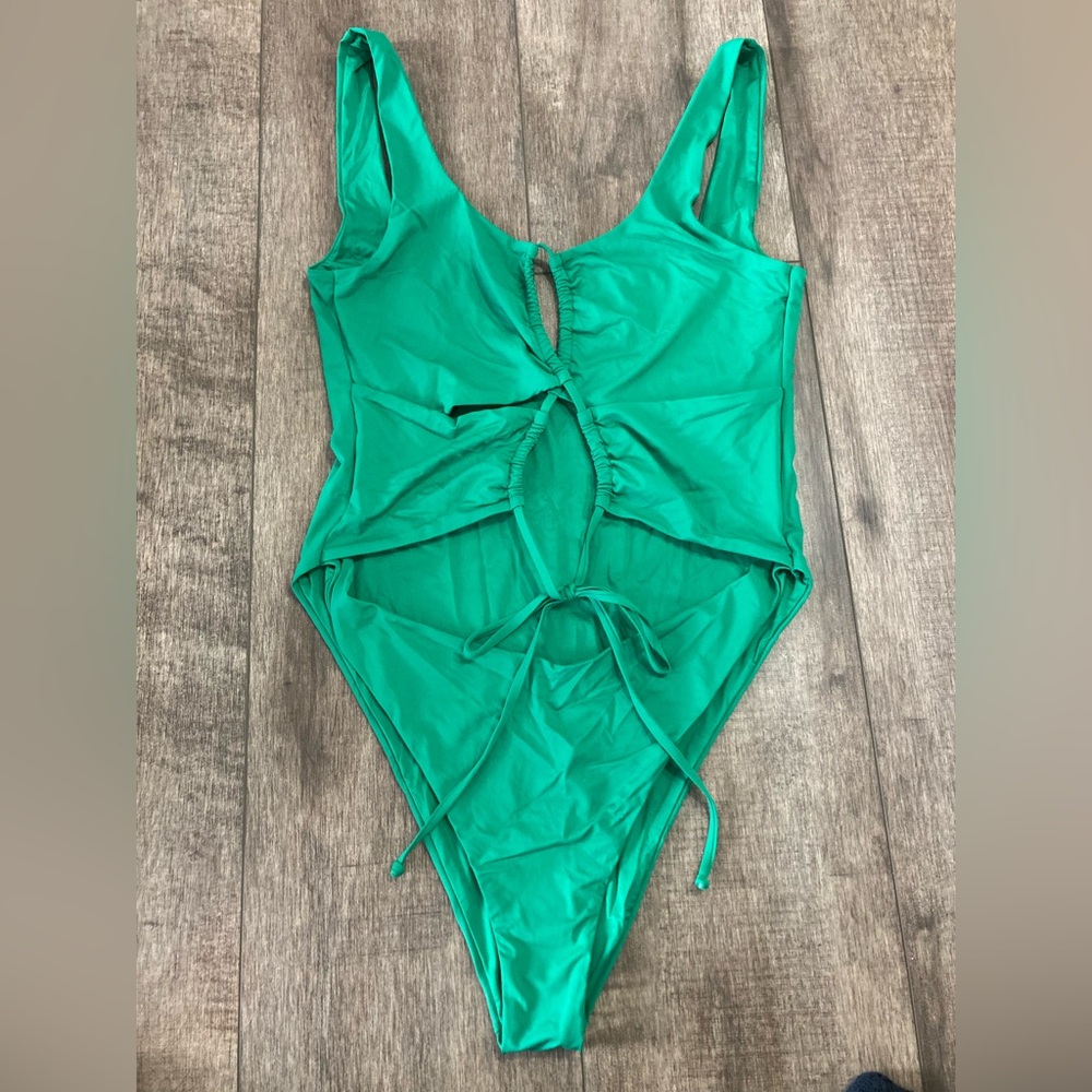 Toluca Vibrant Kelly Green Womens Strappy Cut Out One Piece